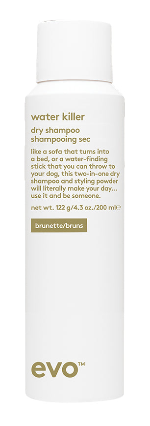 EVO Water Killer Dry Shampoo for brunettes 200 millileter can