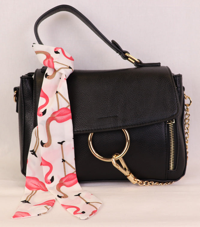 Hair Tie Montana on hand bag white with pink flamingo