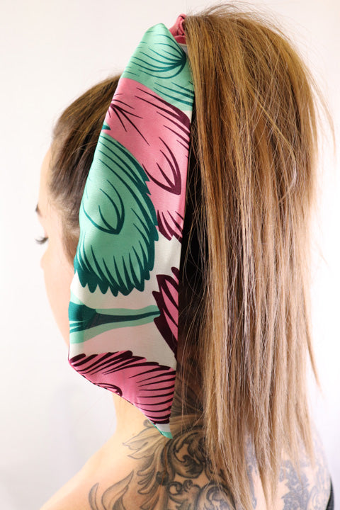 Hair Scarf Hideaway in hair white green pink 
